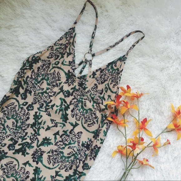 NWT Soft rayon boho sun dress tan/navy/green - Picture 2 of 8